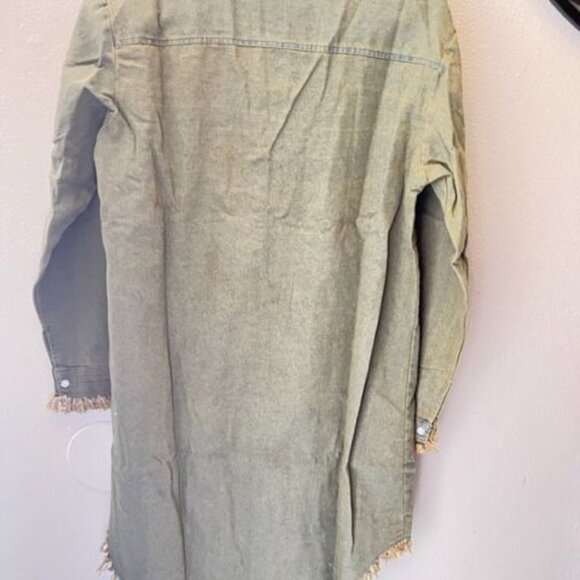 francis cabrel Shirt Dress With Long Sleeves , Pockets military green buttons - Picture 2 of 6